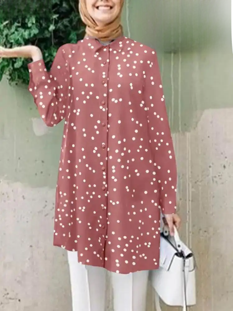 Chemise longue à pois