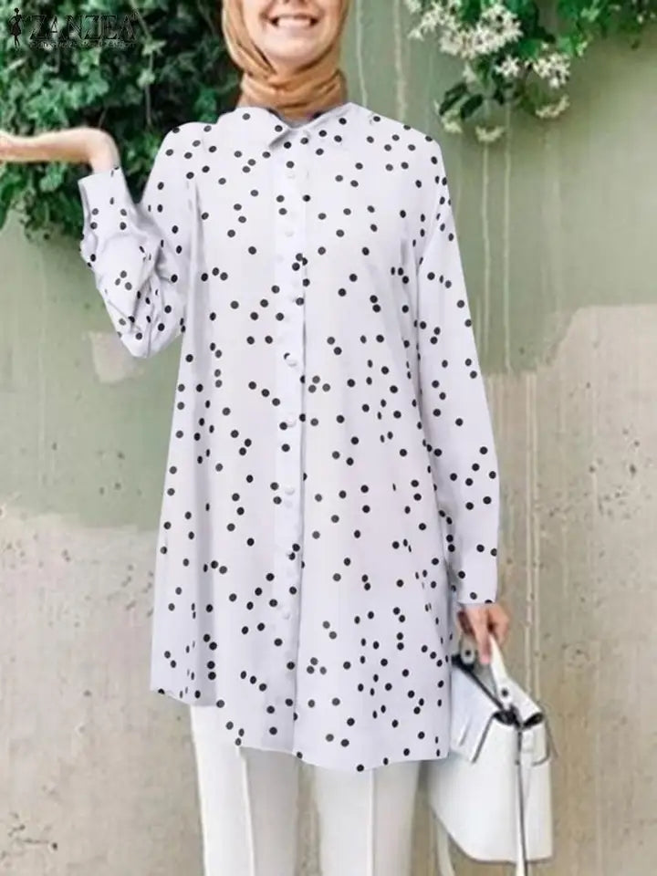Chemise longue à pois