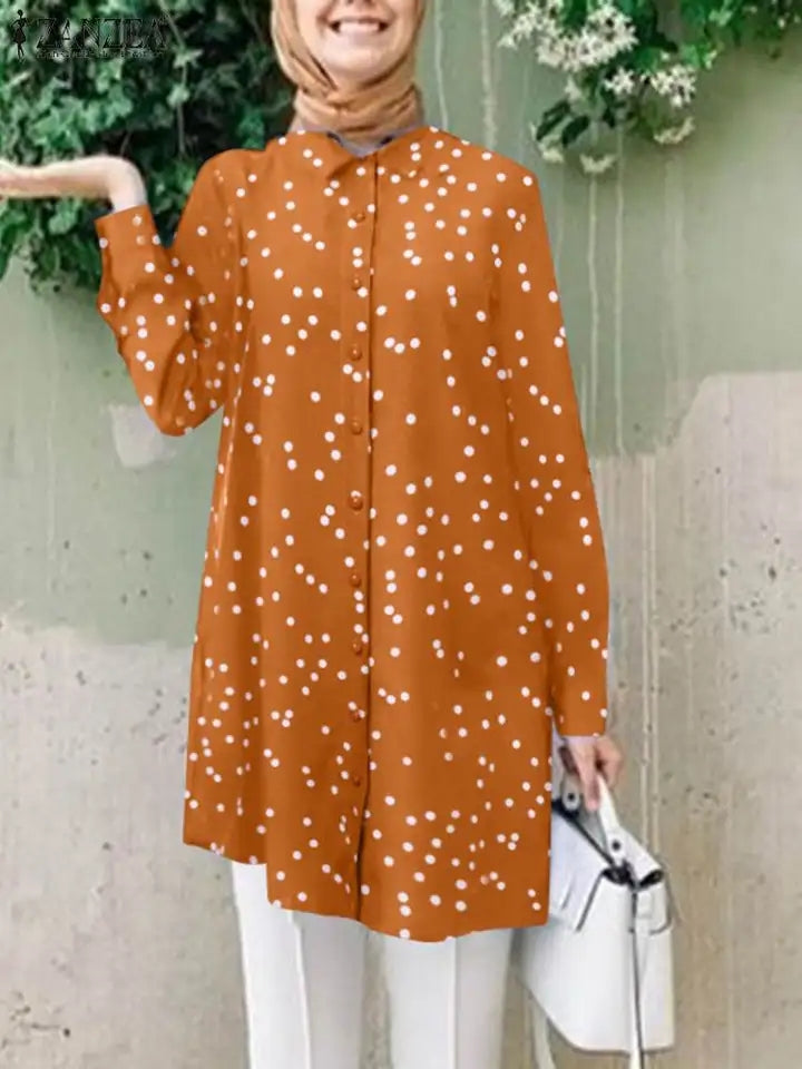 Chemise longue à pois