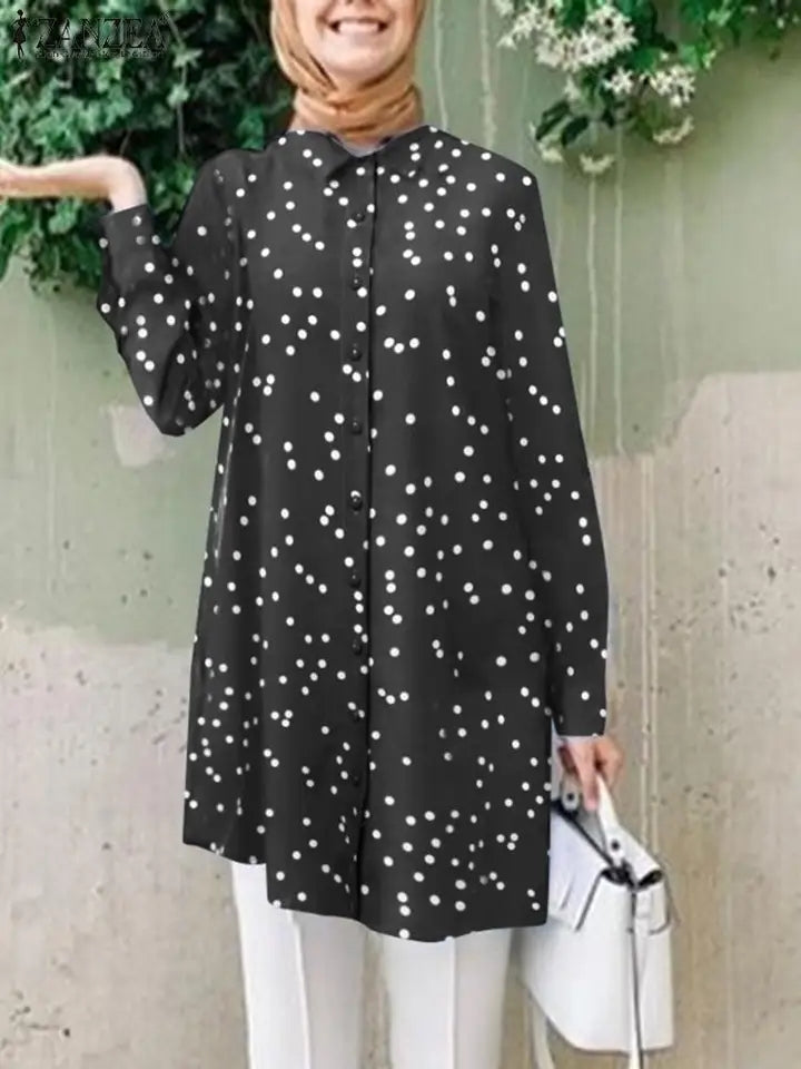 Chemise longue à pois