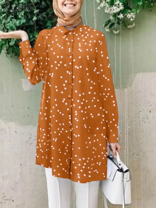Chemise longue à pois